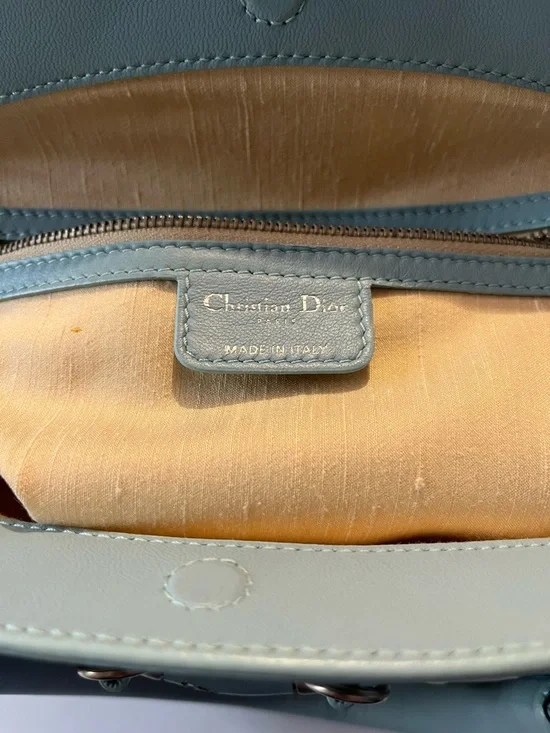 Authentic Christian Dior Floral Canvas Boston Bag Blue Leather Trim w/ Dust Bag - Picture 10 of 15